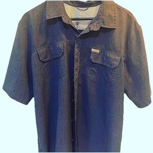 Orvis Mens Blue Quick Dry Casual Classic Short Sleeve shirt XL Wicking